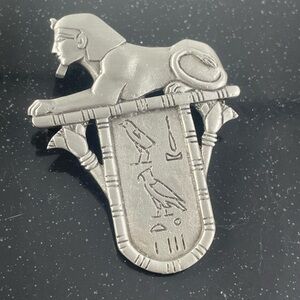 Silver Sphinx Brooch with Hieroglyphs